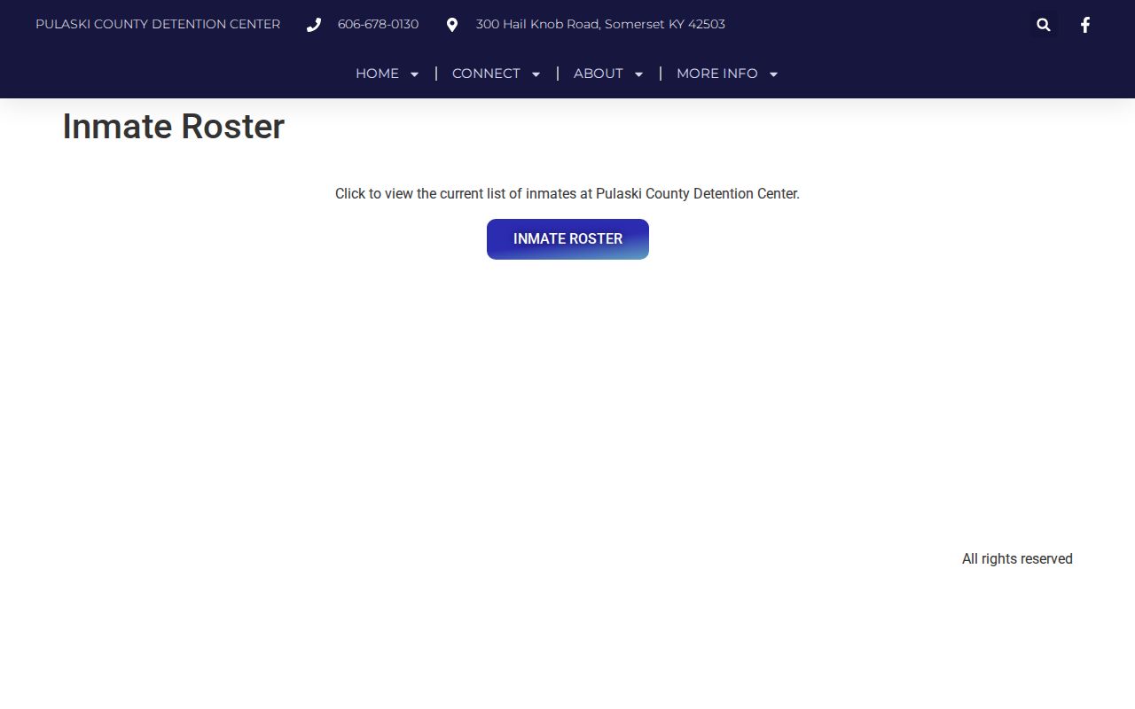 Pulaski County Detention Center current inmate roster access page